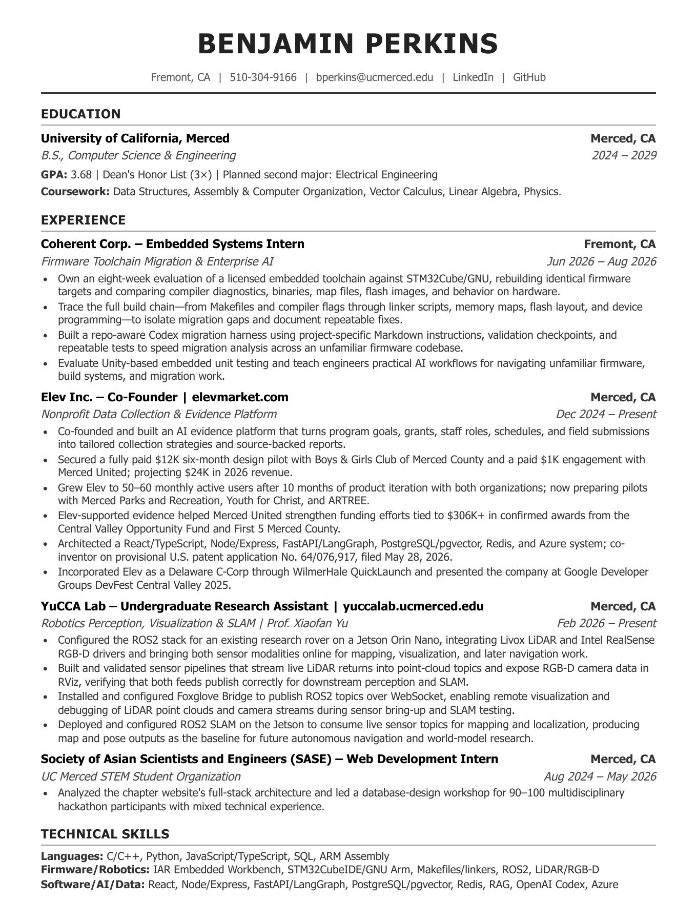 Preview of Ben Perkins’s resume