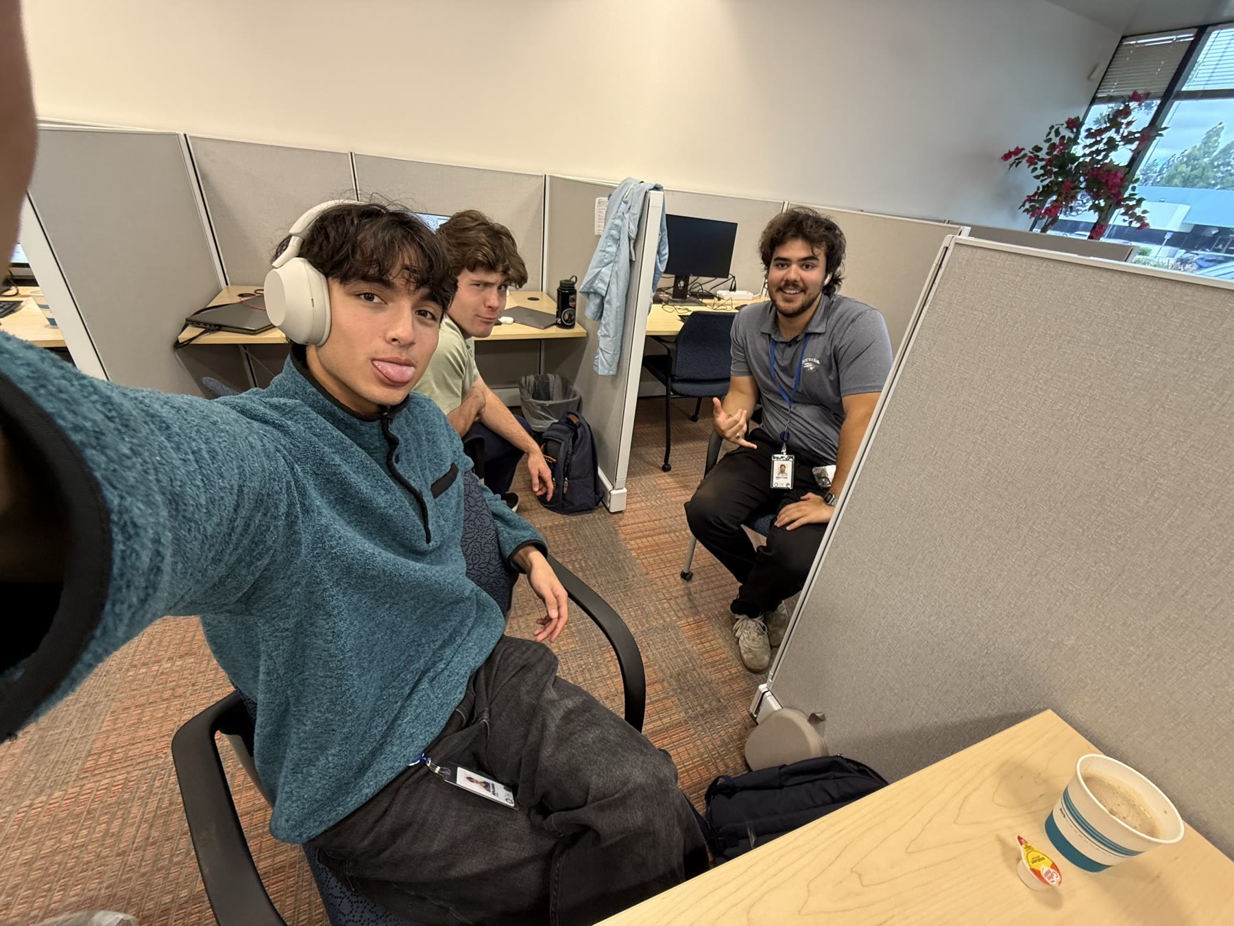 Ben with two friends from his internship at Coherent