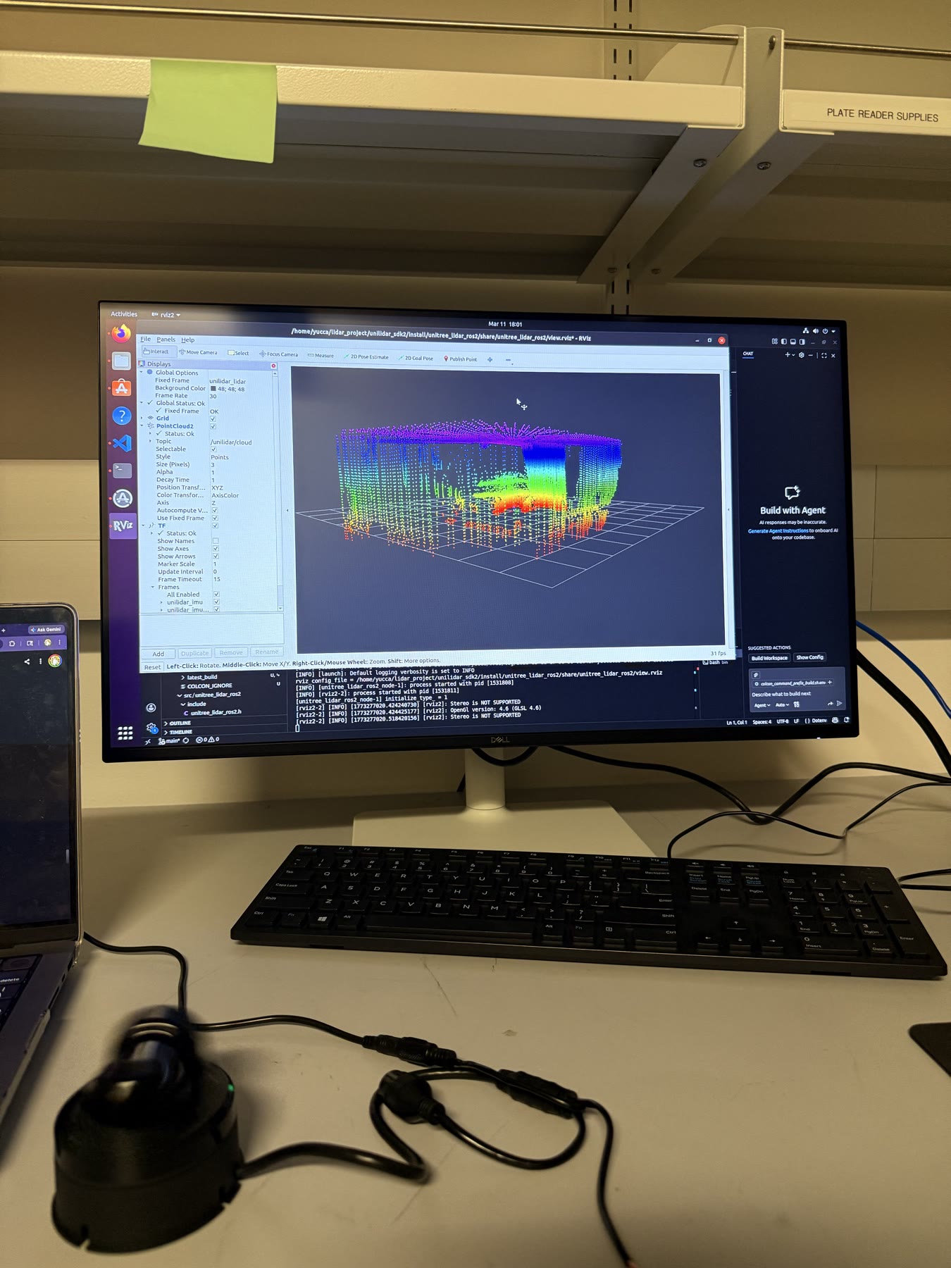 Colorized LiDAR point cloud on a YuCCA Lab workstation